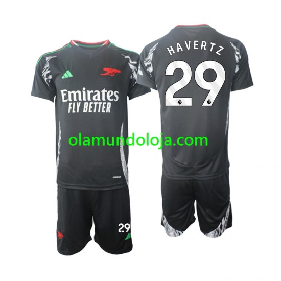 Camisola Arsenal Havertz 29 Criança Equipamento Segundo 2024-2025 Manga Curta